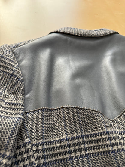 Giacca sportiva sartoriale anni ‘60 puro cashmere inserti in pelle - tg. 42