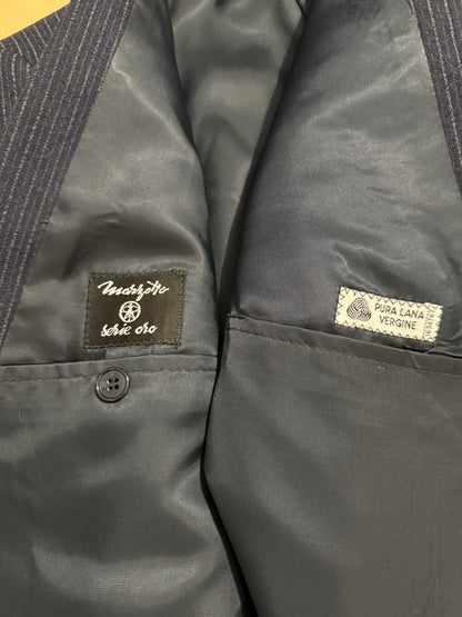 Completo Marzotto anni ‘70/‘80 in flanella blu gessato (NOS) - tg. 44
