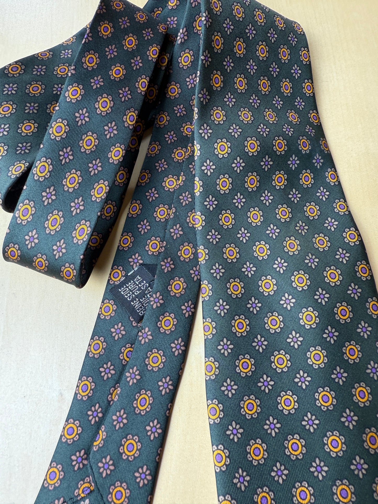 Cravatta inglese micro fantasia fiori