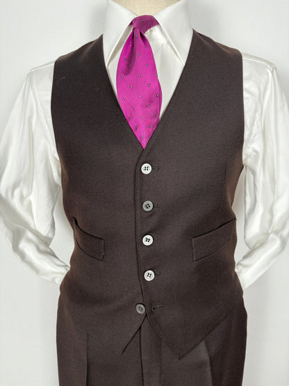 Completo 3 pezzi anni ‘70 a zampa in flanella marrone - tg. 44/46