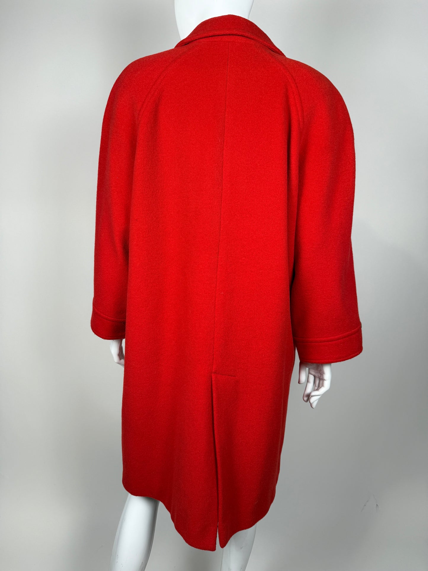 Cappotto anni ‘80 panno lana e mohair rosso scarlatto - tg. 44-46