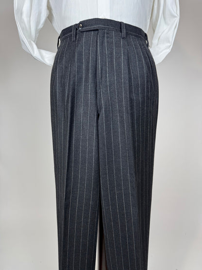 Completo gessato sartoriale in flanella lana e cashmere tessuto Loro Piana - tg. 50