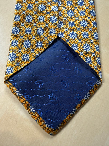 Cravatta Balmain fantasia mandala arancio e blu