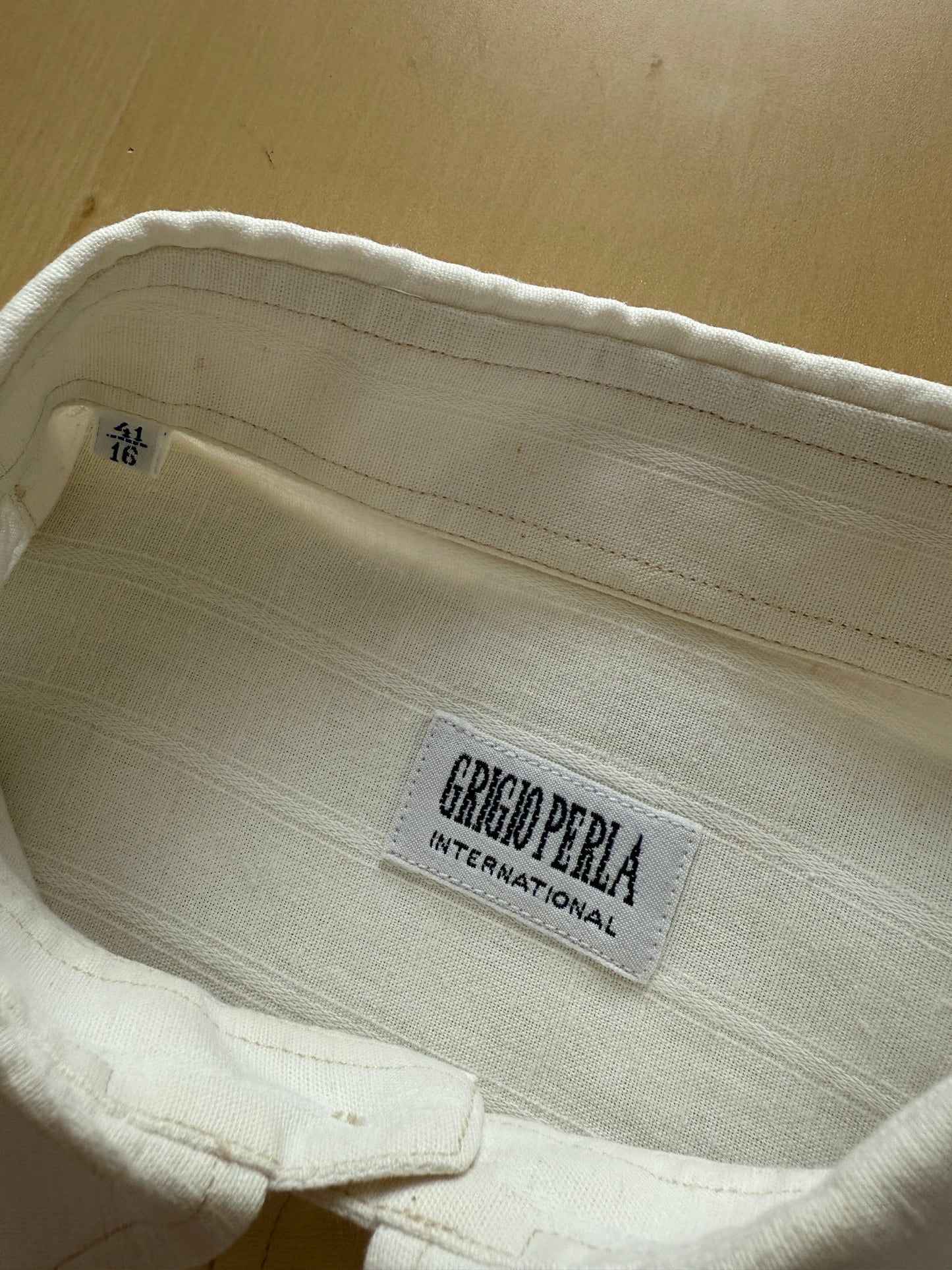 Camicia anni ‘80 in cotone e lino collo italiano - M/L collo 40