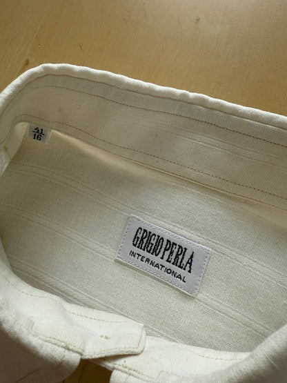 Camicia anni ‘80 in cotone e lino collo italiano - M/L collo 40