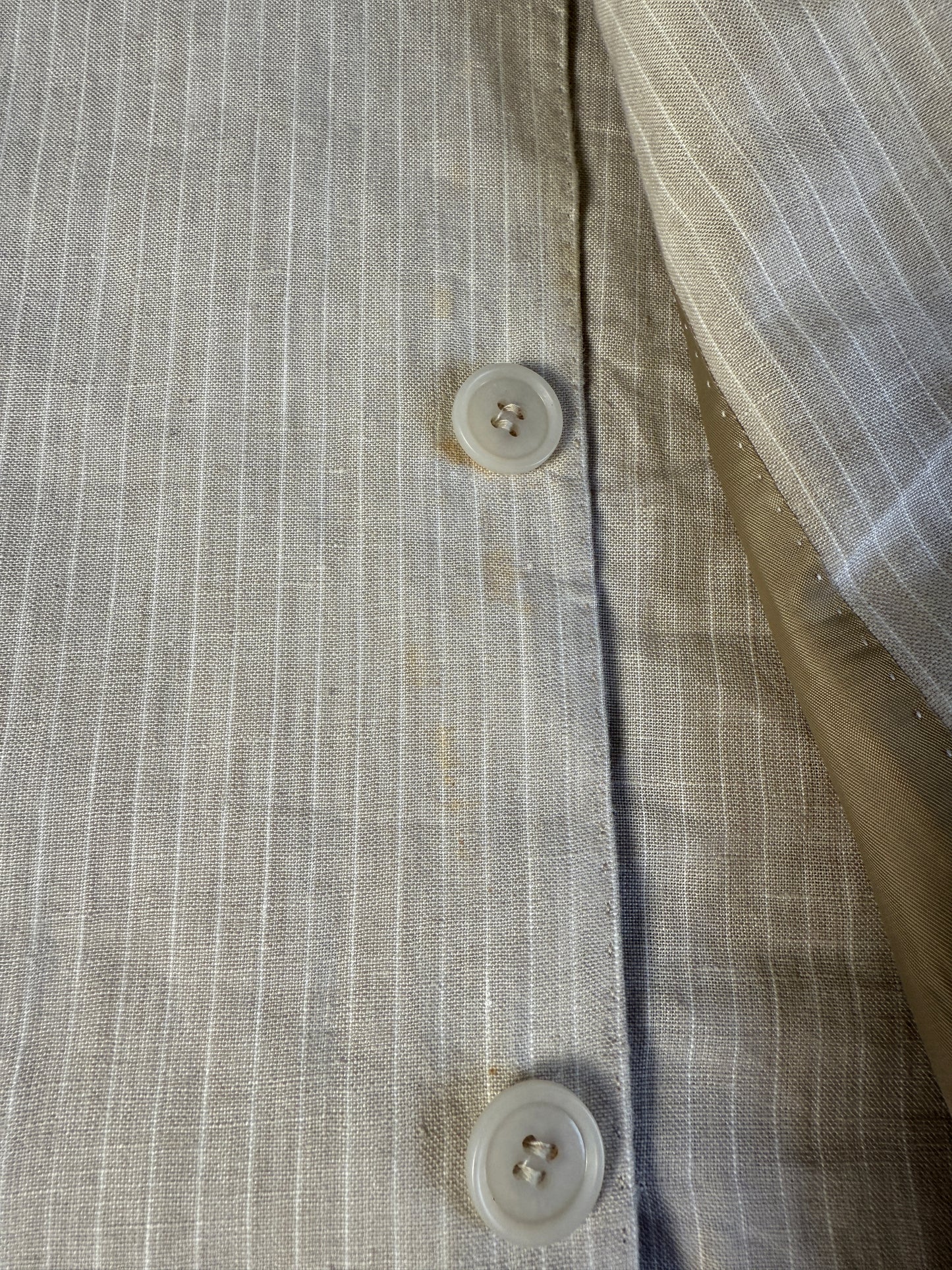 Completo in puro lino color panna gessato - tg. 52