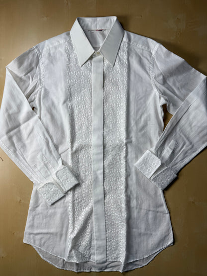 Camicia da sera anni ‘70 con ricamo - XXS, collo 38
