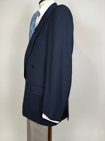 Giacca doppiopetto anni ‘80 flanella blu - tg. 50