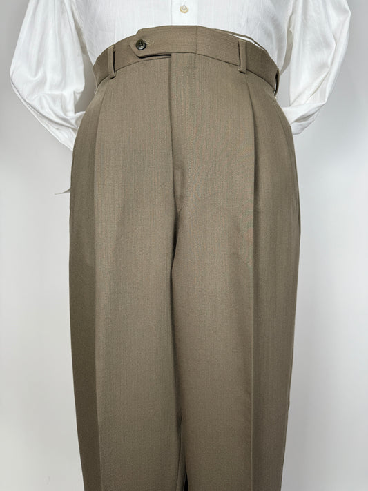 Pantaloni anni ‘80 lana pettinata cachi - tg. 52/54