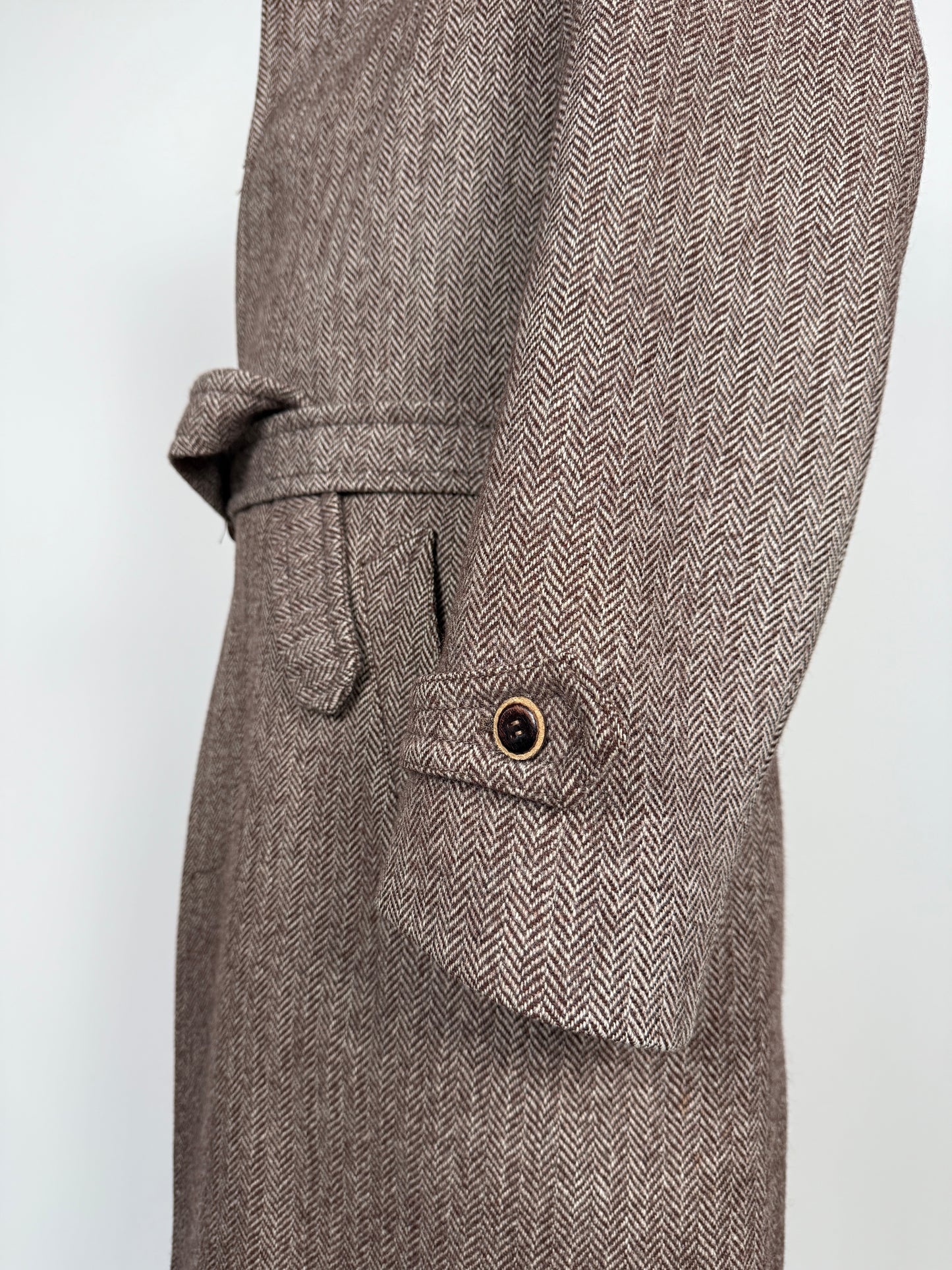 Cappotto in tweed marrone spigato - tg. 50-54