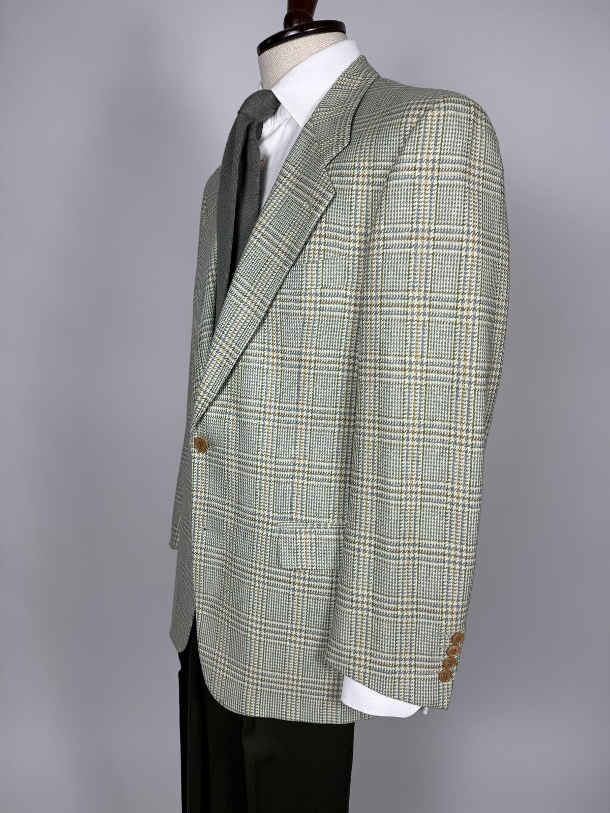 Giacca anni '80 principe Galles verde salvia lana e cashmere - tg. 48