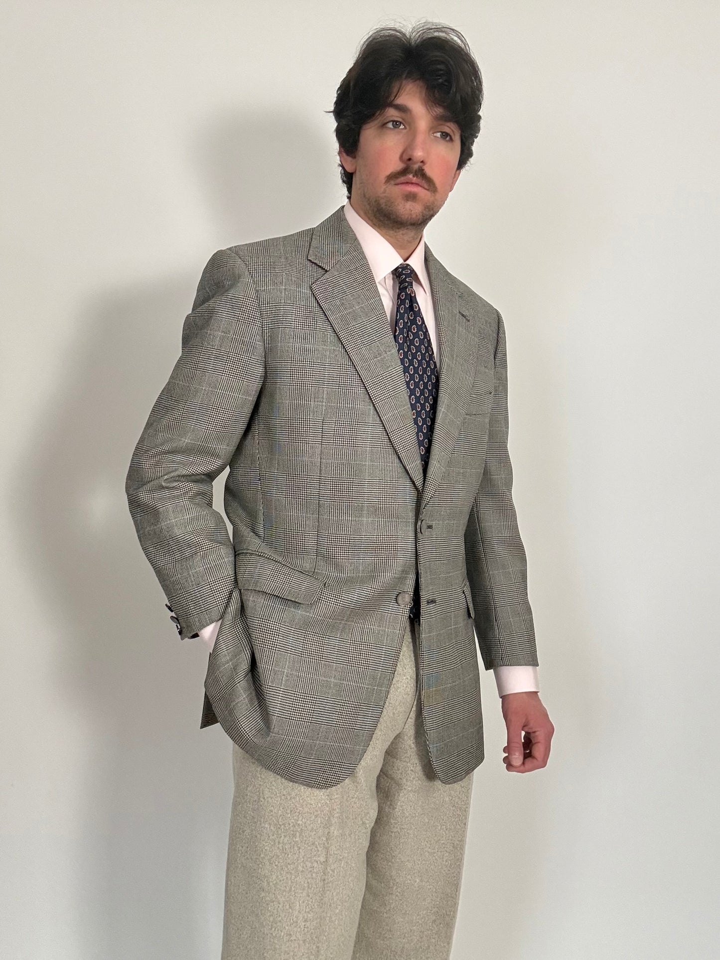 Giacca Yves Saint Laurent anni ‘90 principe di Galles bottoni madreperla - tg. 50