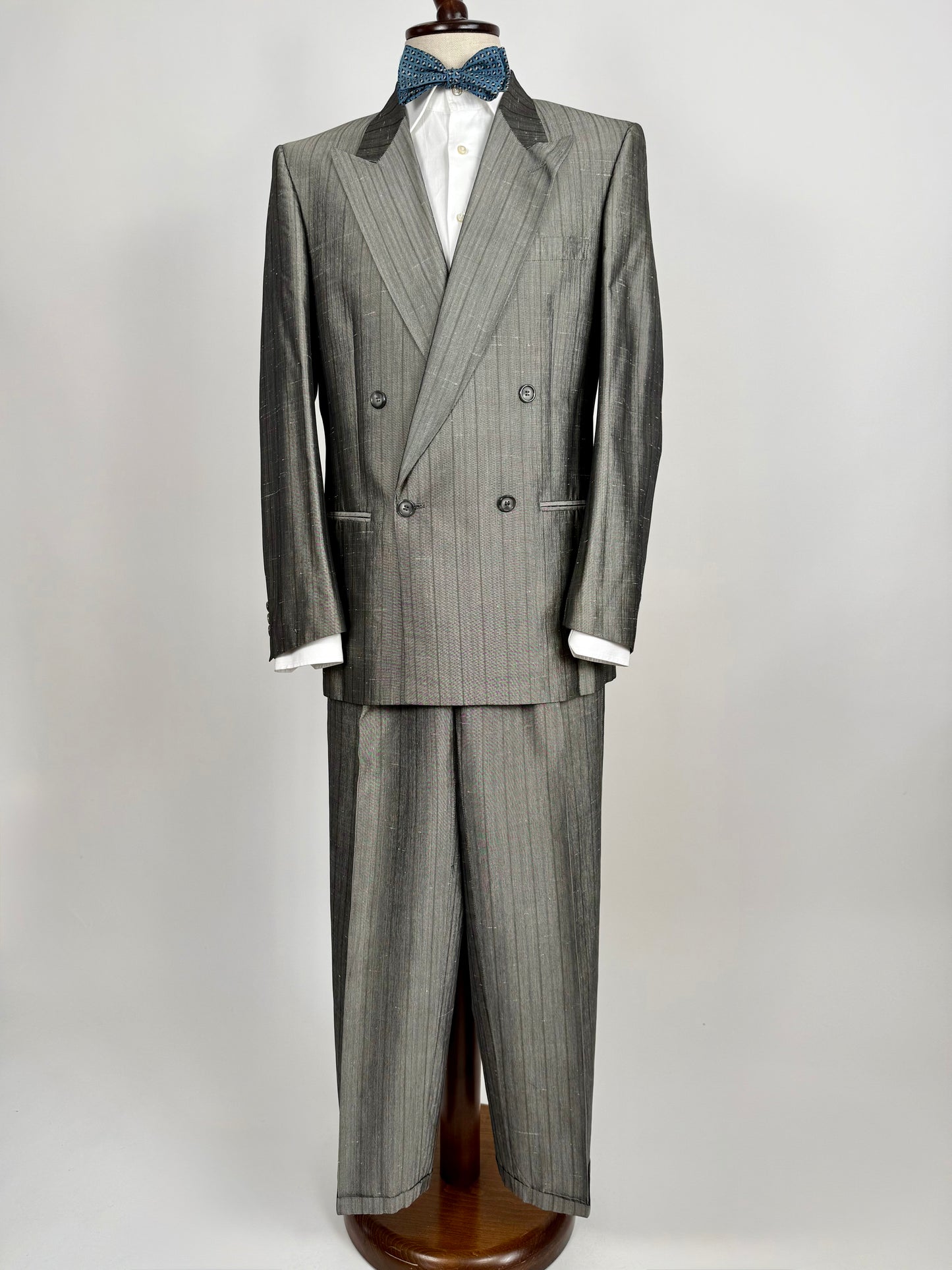 Completo doppiopetto anni ‘70/‘80 pura seta shantung - tg. 48/50