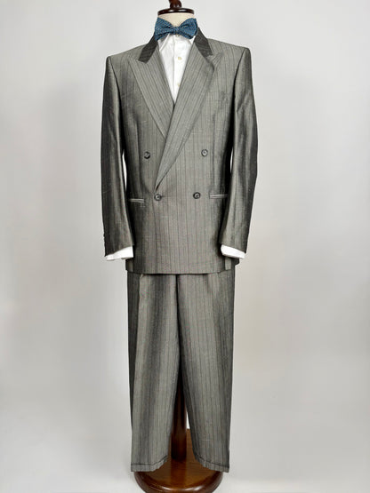 Completo doppiopetto anni ‘70/‘80 pura seta shantung - tg. 48/50