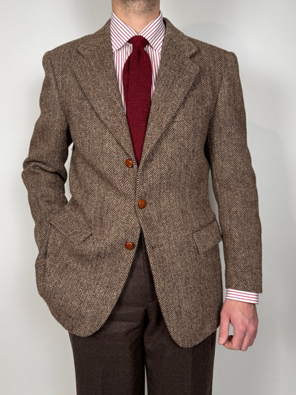 Giacca anni ‘90 in Harris Tweed marrone spigato - tg. 50