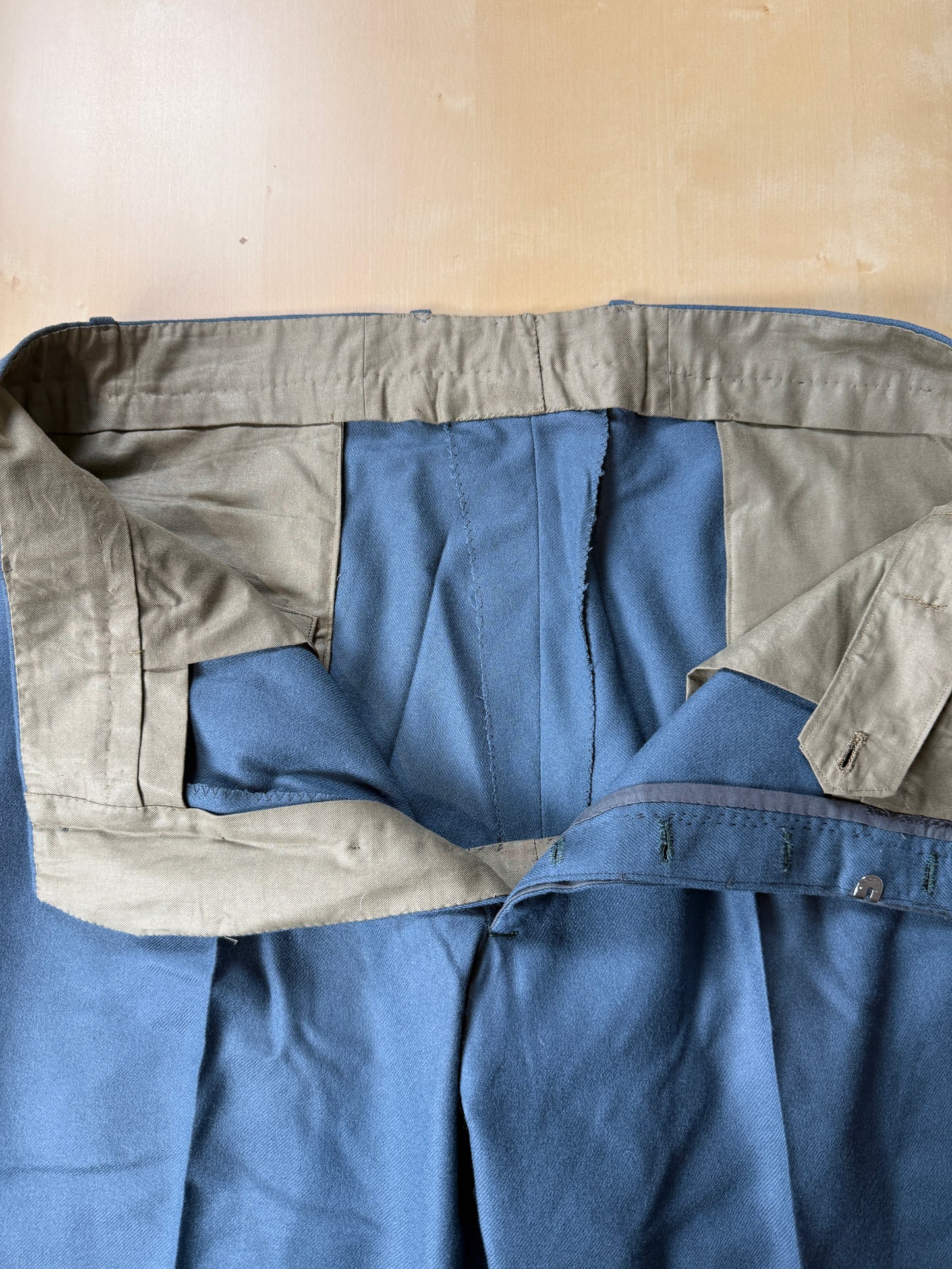 Pantaloni sartoriali anni ‘50/‘60 flanella color ottanio - tg. 52