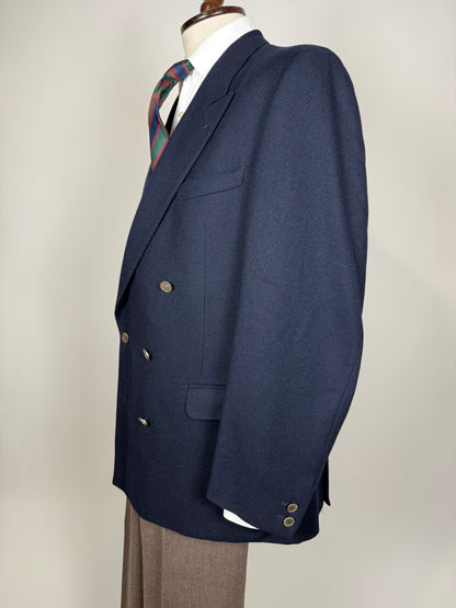 Blazer doppiopetto anni ‘70/‘80 in flanella blu - tg. 54