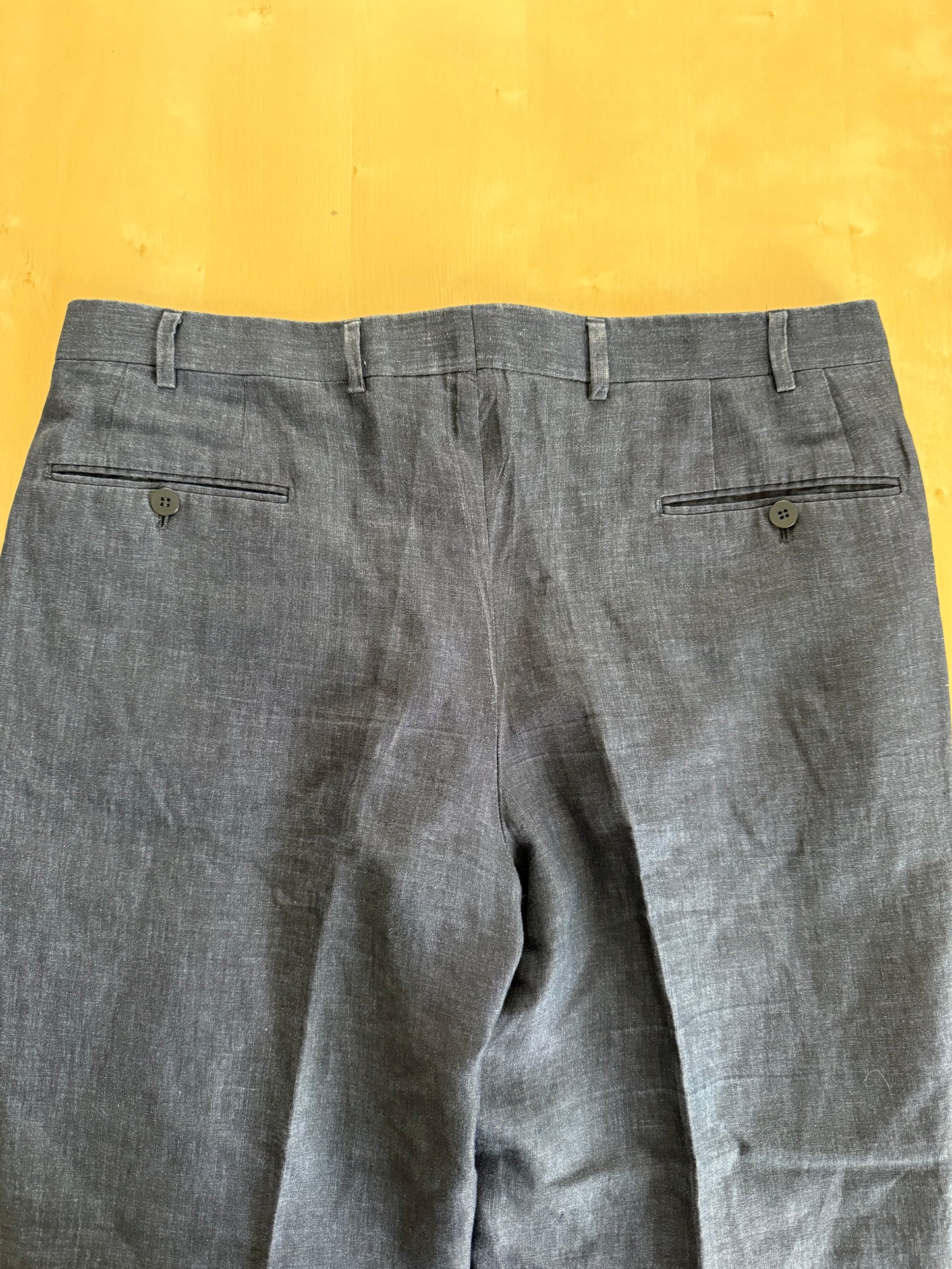 Pantaloni Isaia lino blu effetto chambray - tg. 52