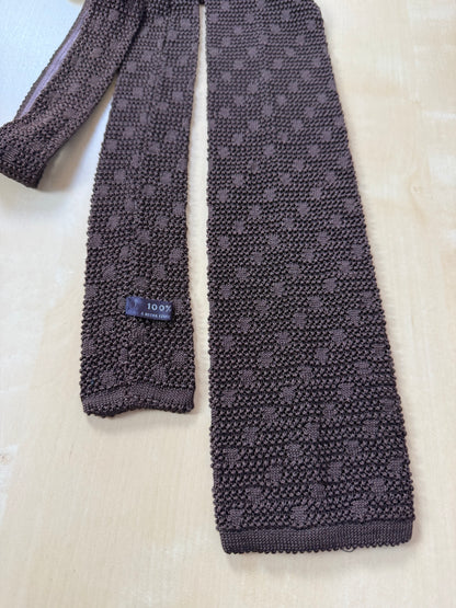 Cravatta tricot in seta marrone anni '70