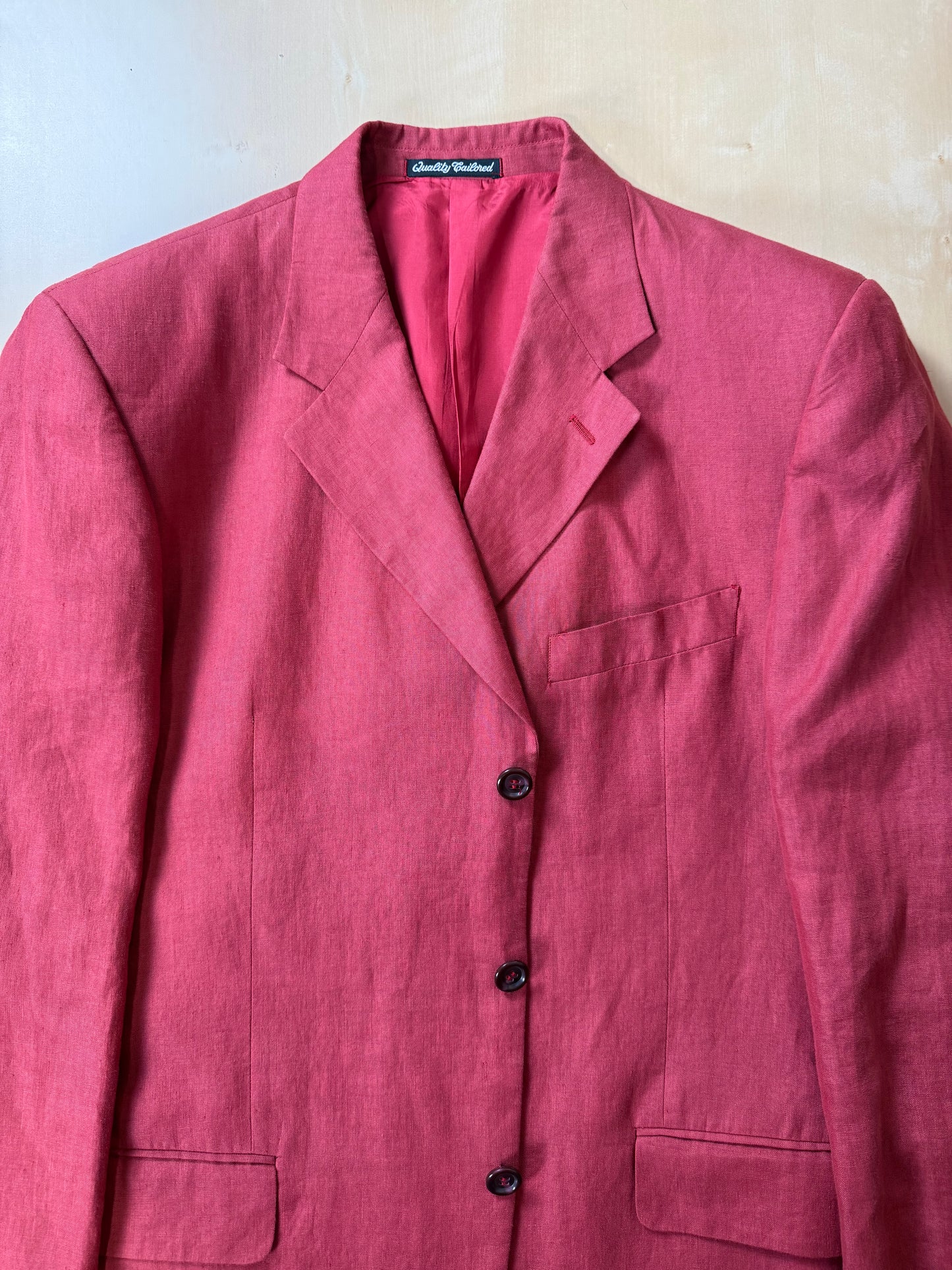 Giacca anni '90 100% lino rosso corallo - tg. 54