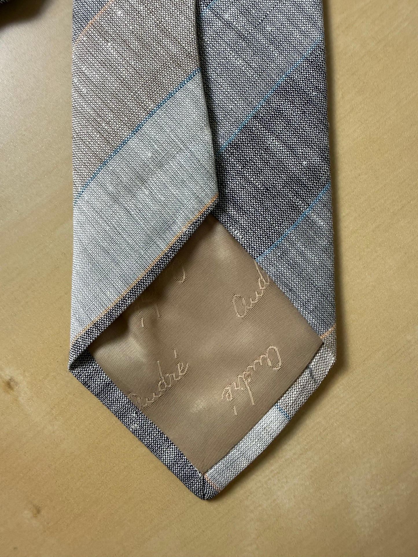 Cravatta vintage in lino grigio chiaro