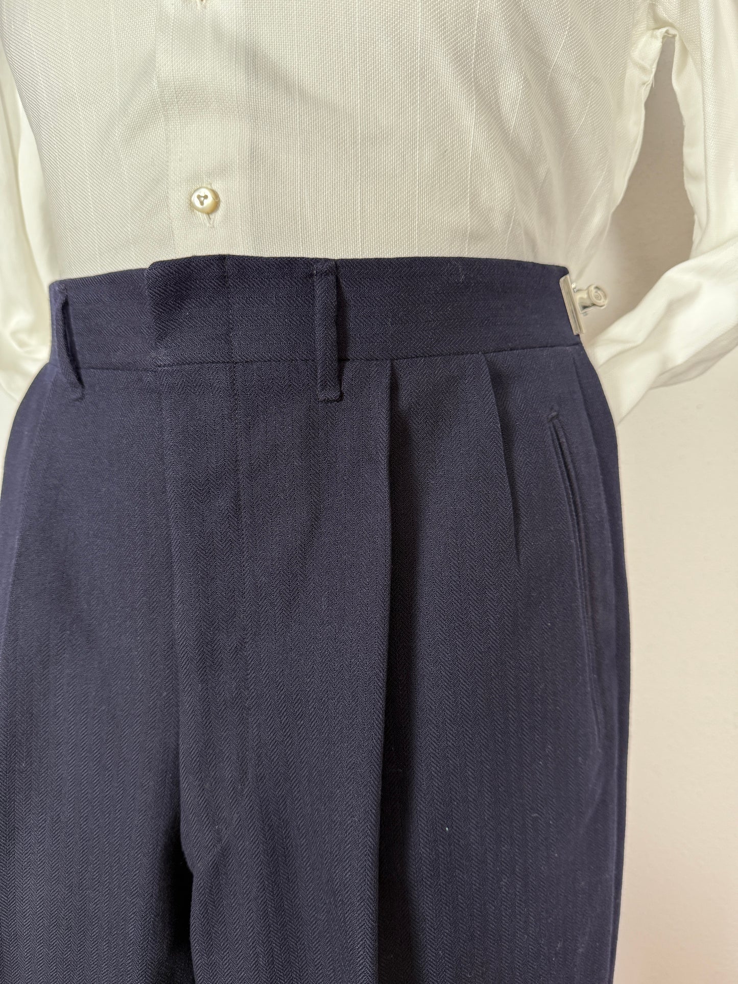 Completo doppiopetto sartoriale anni ‘40/‘50 blu spinato - tg. 46/48