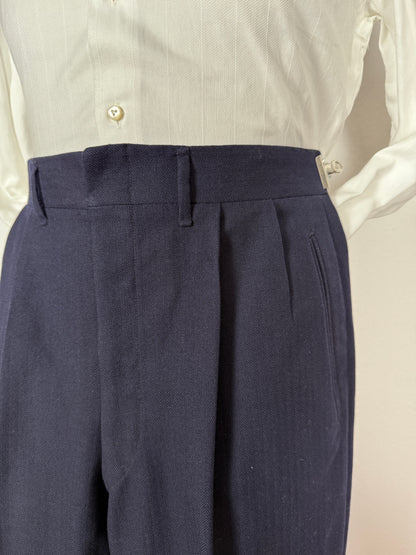 Completo doppiopetto sartoriale anni ‘40/‘50 blu spinato - tg. 46/48