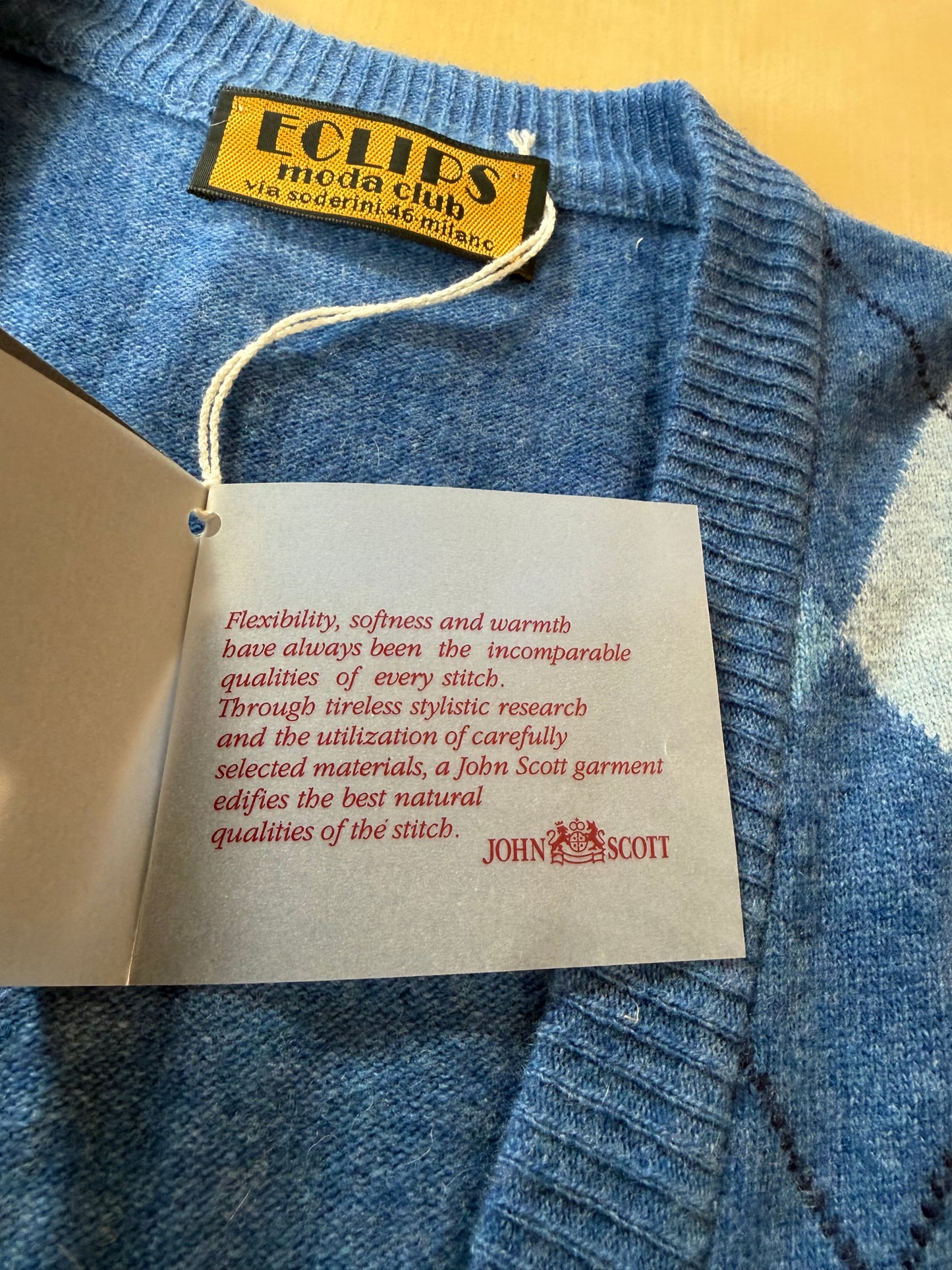 Gilet a losanghe in pura lana (nuovo) - XL