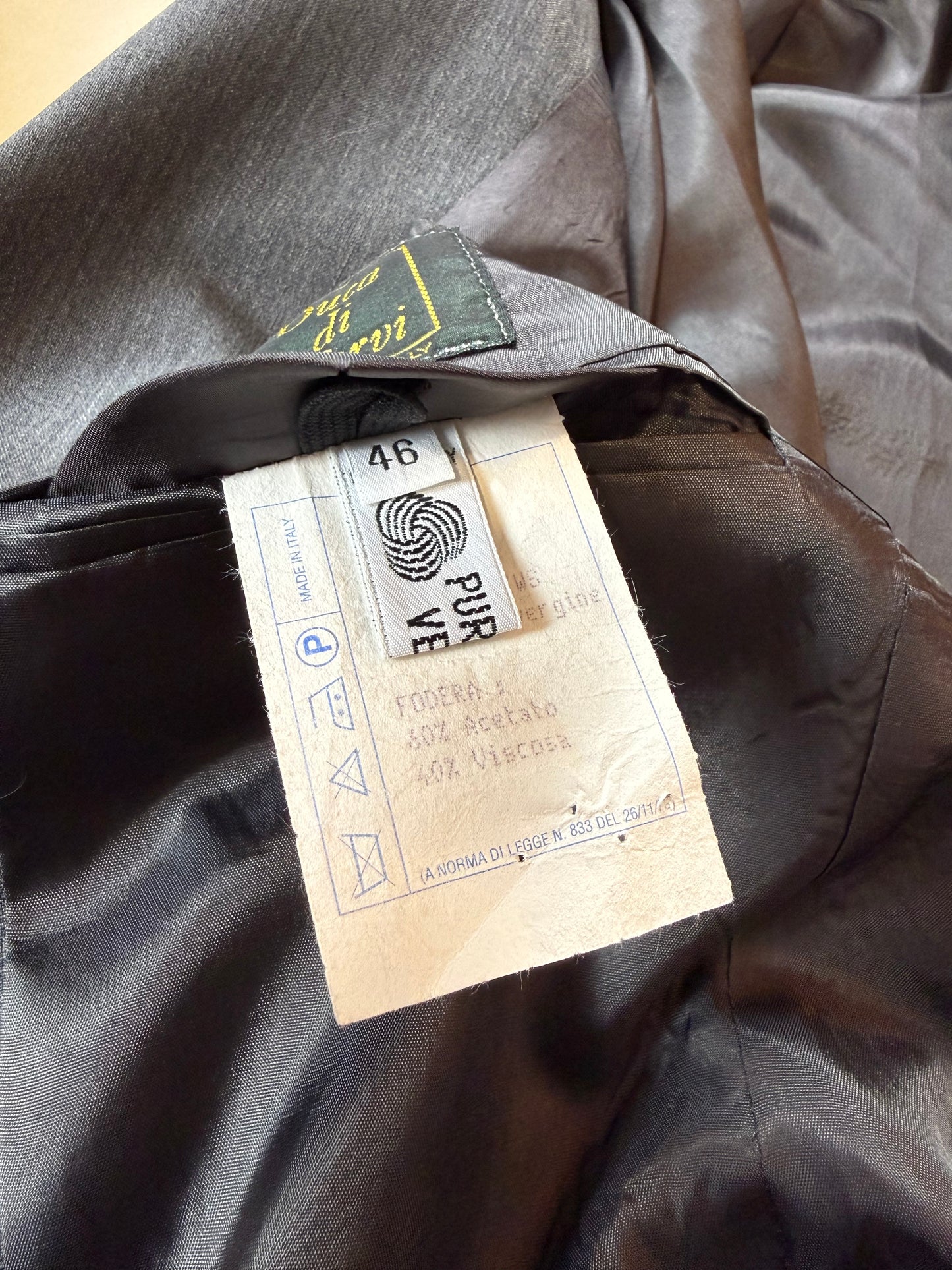 Completo anni '80 fresco lana grigio - tg. 46