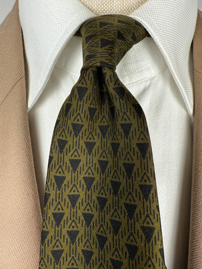 Cravatta anni ‘60 verde micro fantasia geometrica