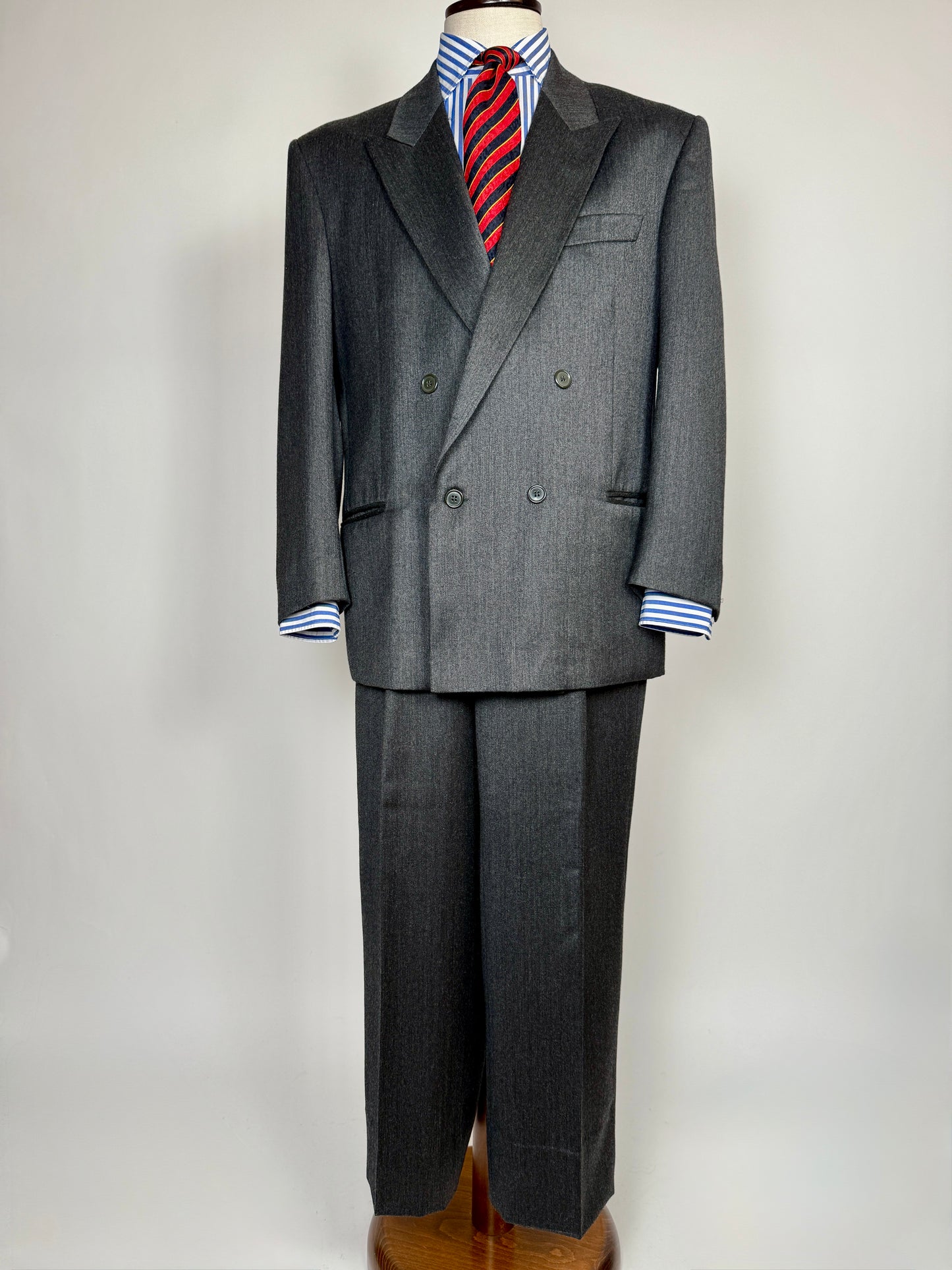 Completo doppiopetto anni ‘80 flanella antracite - tg. 52