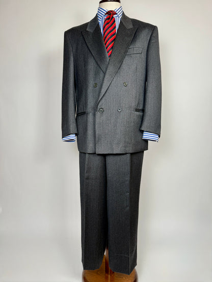 Completo doppiopetto anni ‘80 flanella antracite - tg. 52