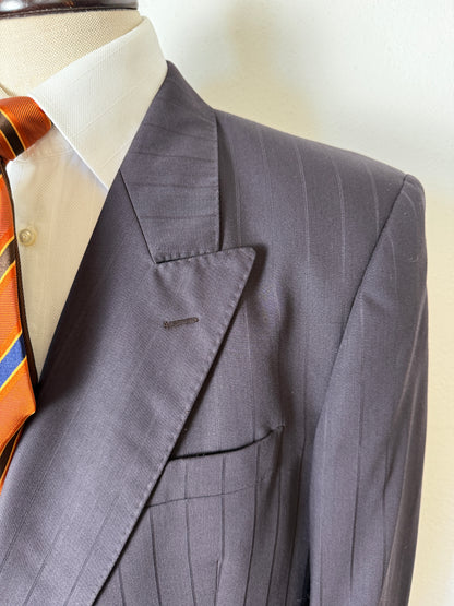 Completo doppiopetto gessato anni ‘80 marrone cacao - tg. 52