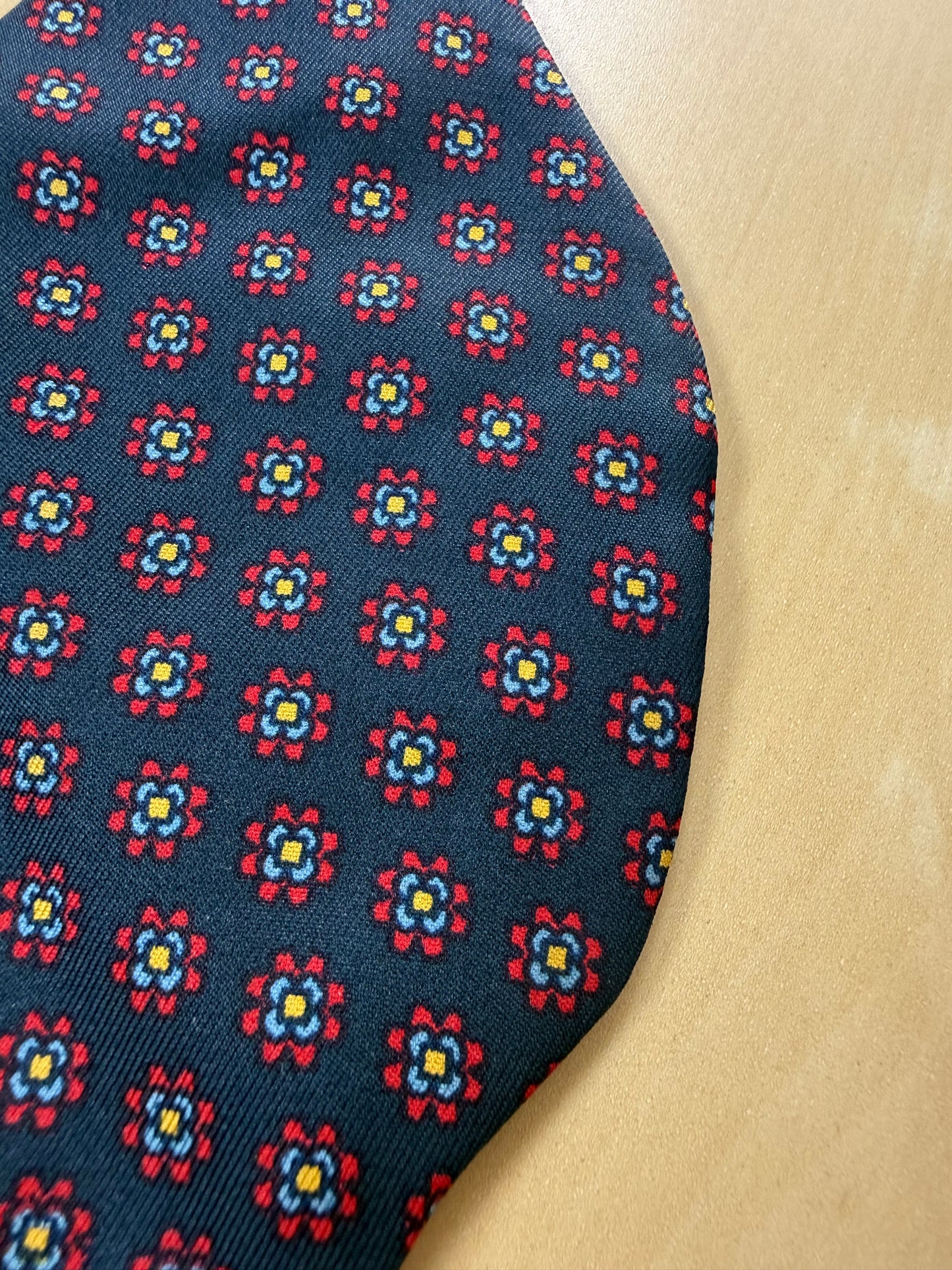 Papillon vintage blu micro fantasia fiori