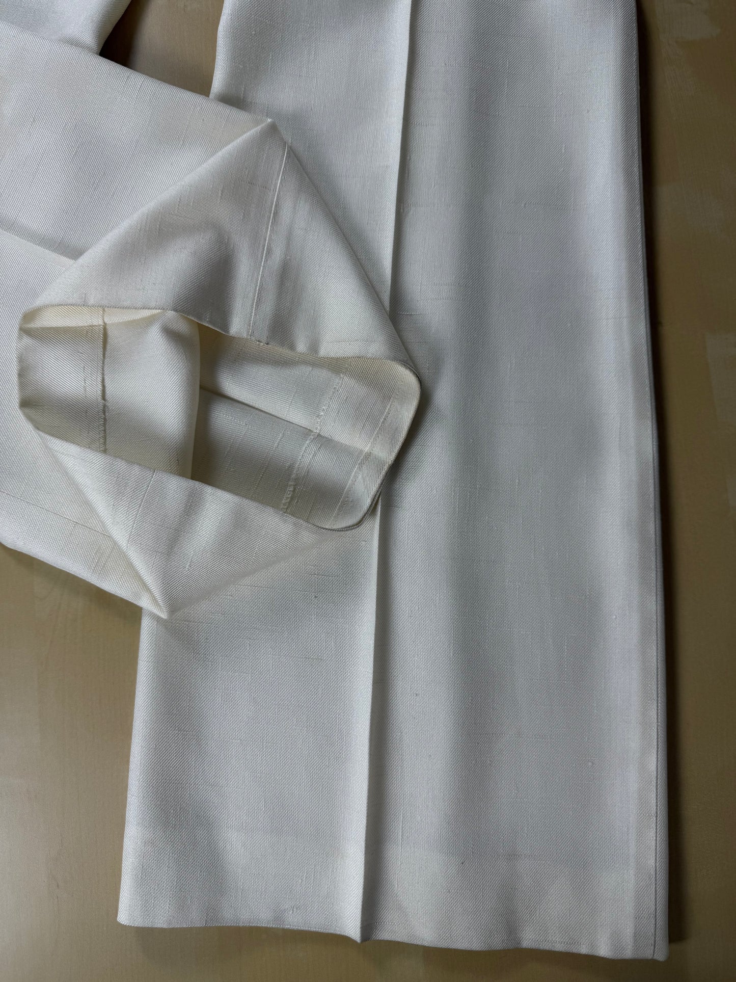 Completo 3 pezzi anni '70 seta shantung avorio - tg. 42/44