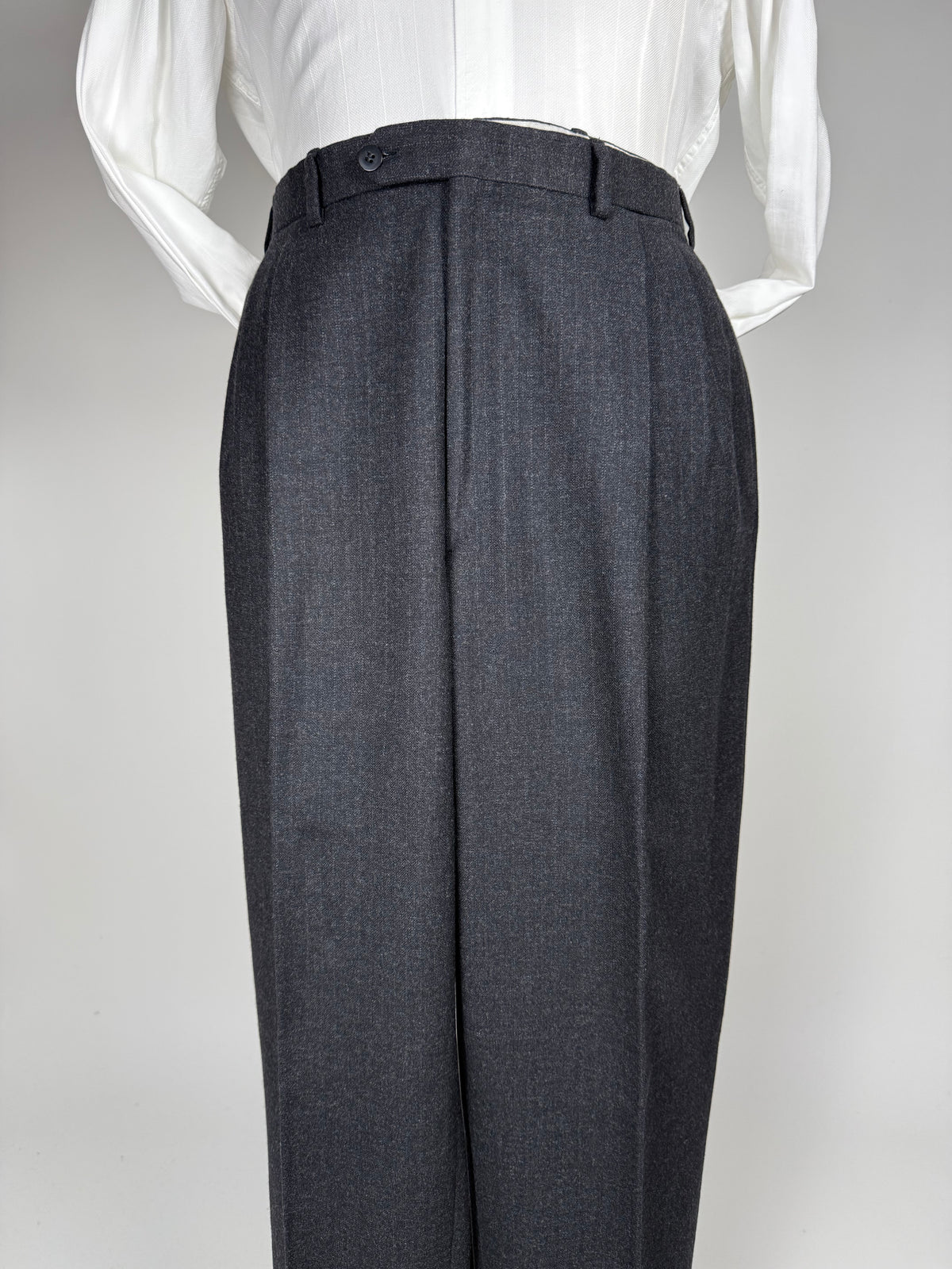 Completo Brioni doppiopetto anni '80 flanella antracite gessato - tg. 56
