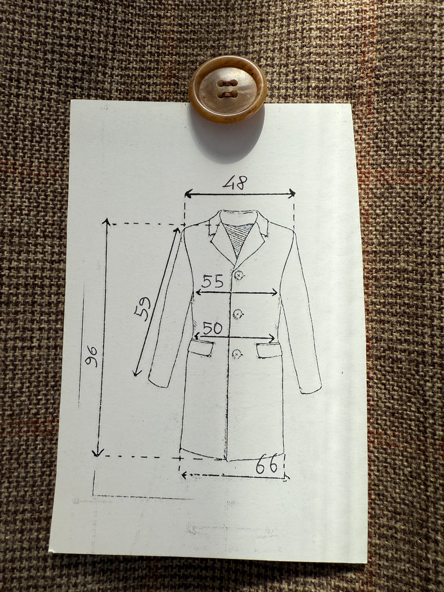 Cappotto doppiopetto sartoriale anni ‘50/‘60 glen check tabacco - tg. 44-46