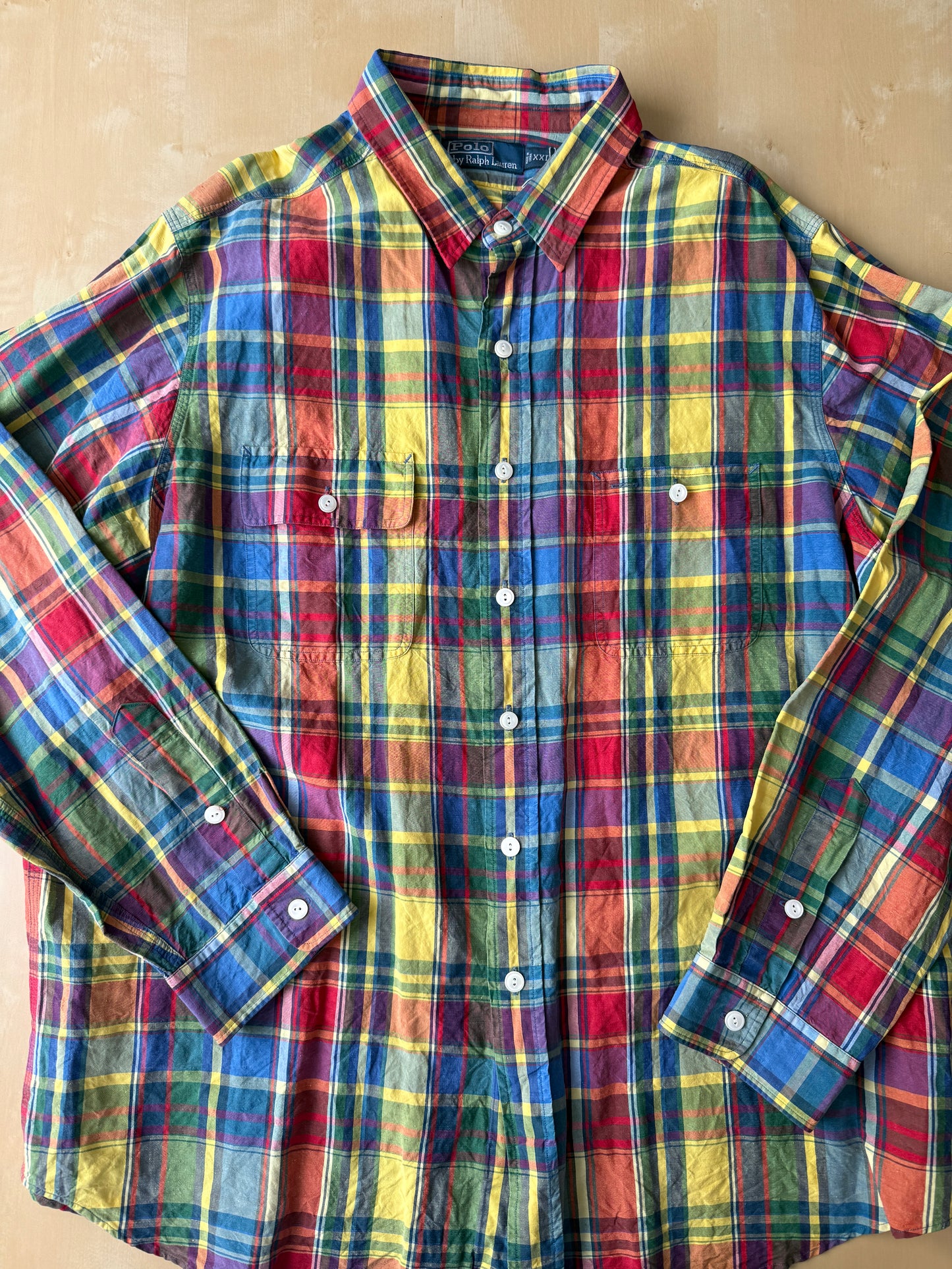 Camicia Ralph Lauren in seta e lino a quadri - XXL
