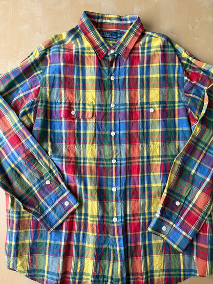 Camicia Ralph Lauren in seta e lino a quadri - XXL