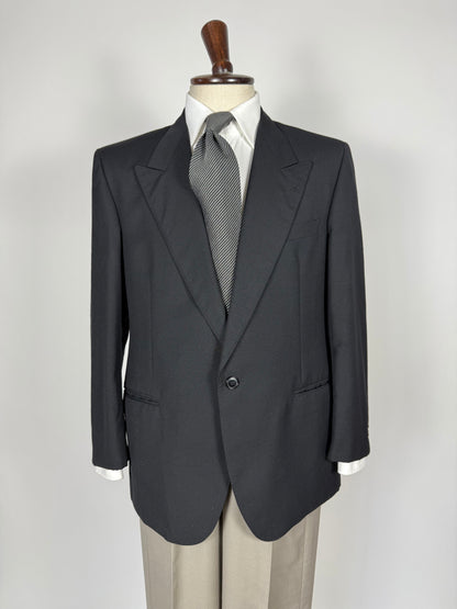 Giacca fresco lana blu mono bottone revers a lancia - tg. 50/52 corta