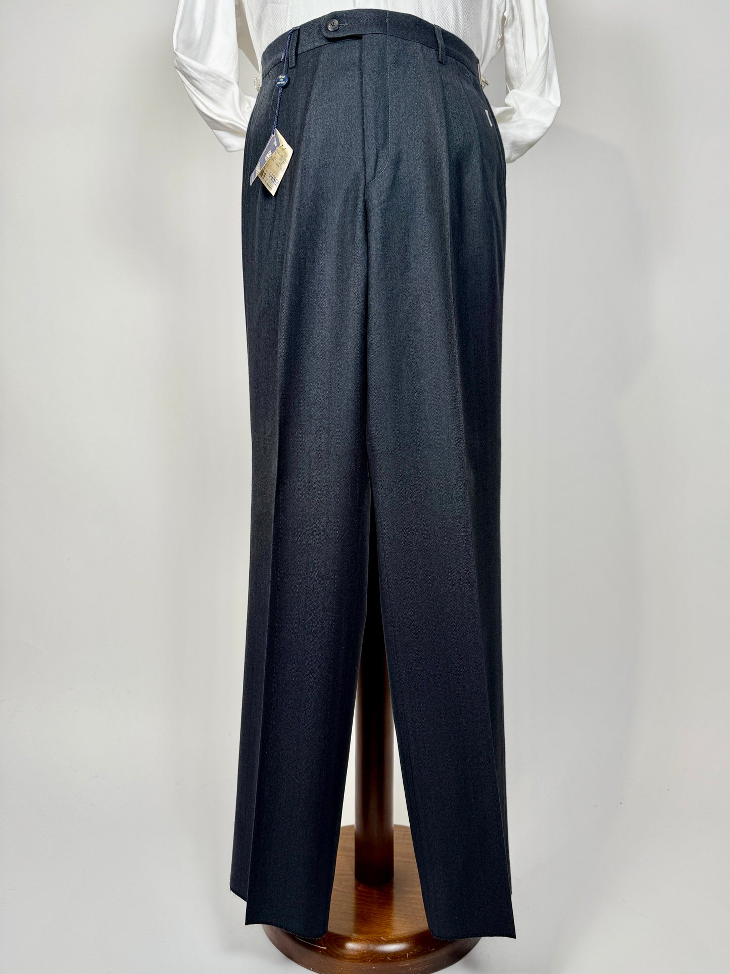 Pantaloni anni ‘70/‘80 flanella antracite trama righe (NOS) - tg. 44/46