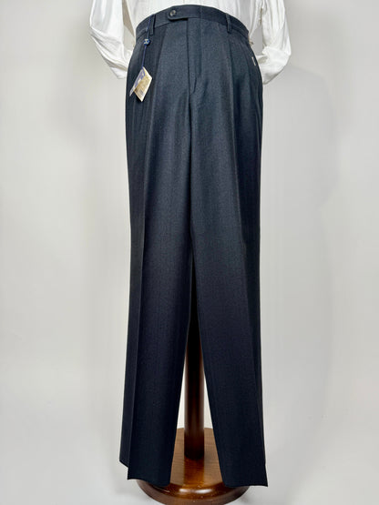 Pantaloni anni ‘70/‘80 flanella antracite trama righe (NOS) - tg. 44/46