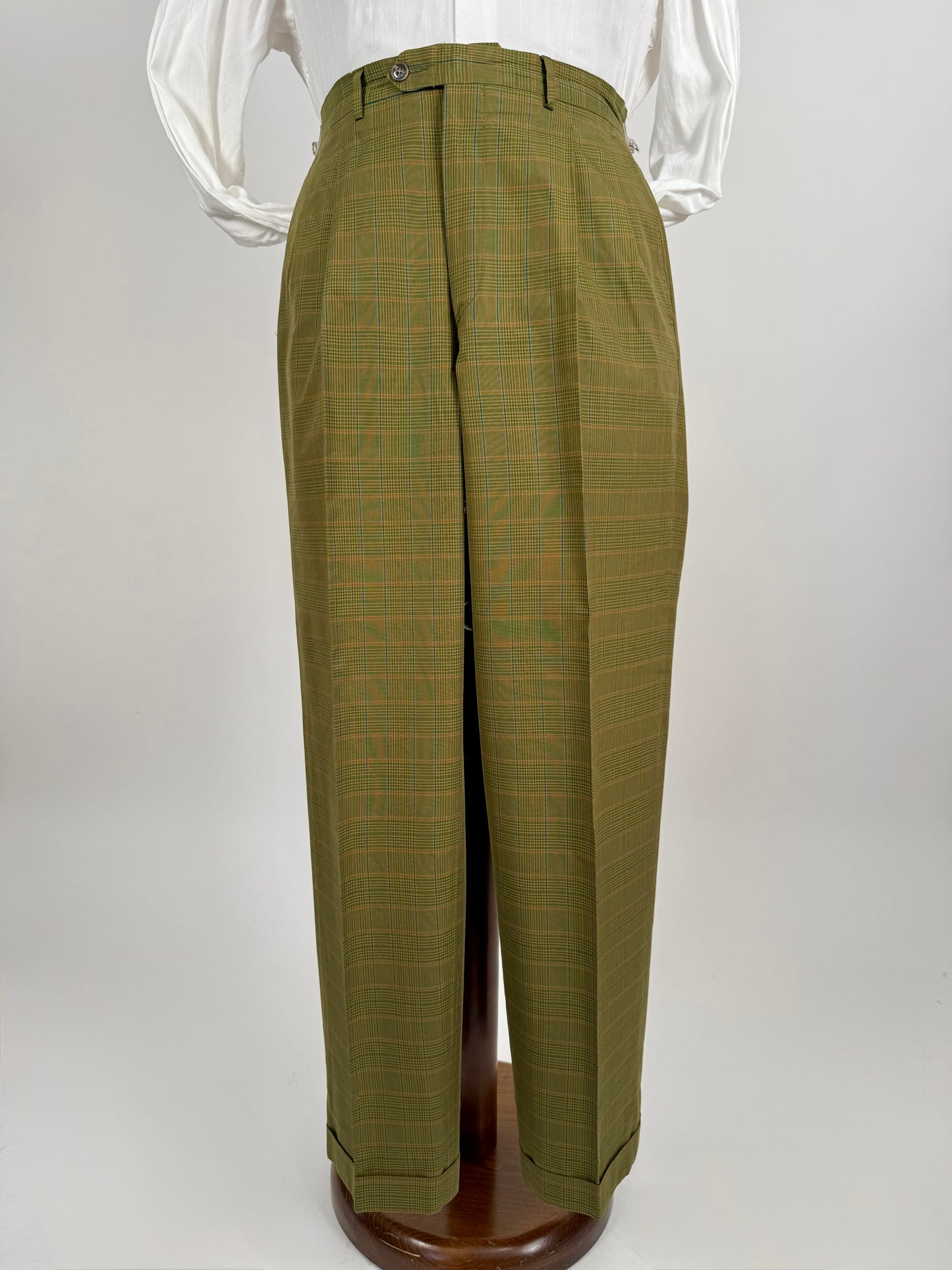 Completo anni ‘80 verde a quadri in cotone sfoderato - tg. 50