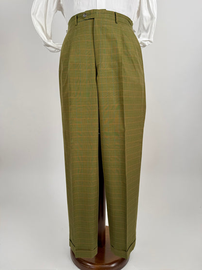 Completo anni ‘80 verde a quadri in cotone sfoderato - tg. 50