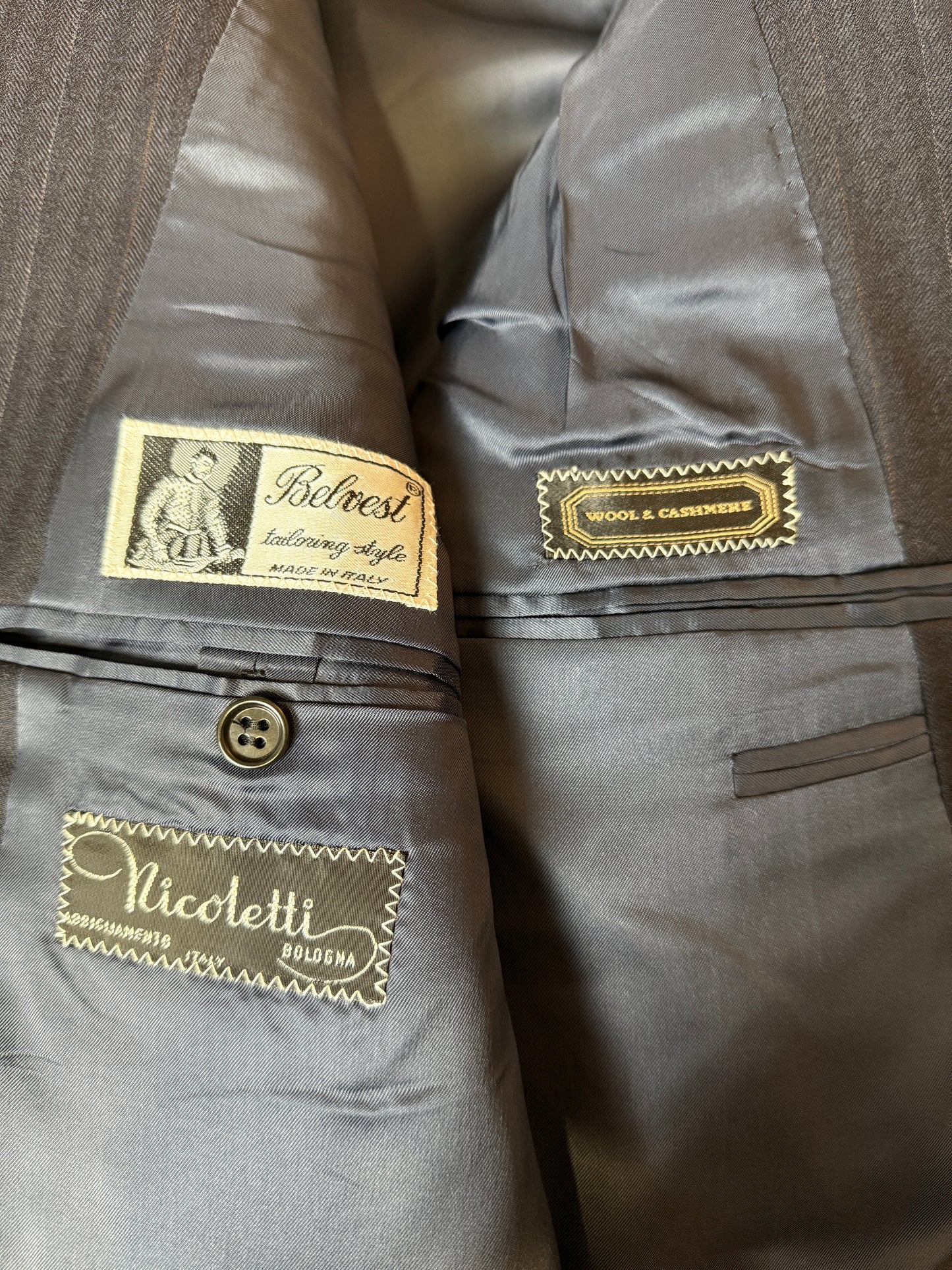 Giacca Belvest anni ‘80 flanella blu lana e cashmere - tg. 52/54