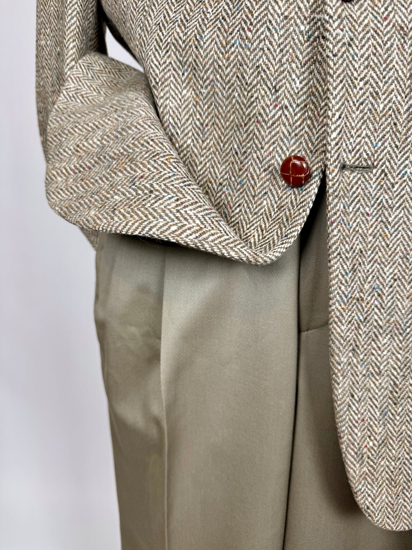 Giacca anni '90 donegal tweed salvia - tg. 52