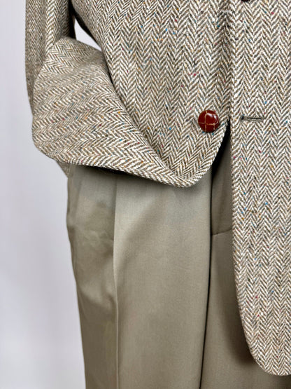 Giacca anni '90 donegal tweed salvia - tg. 52