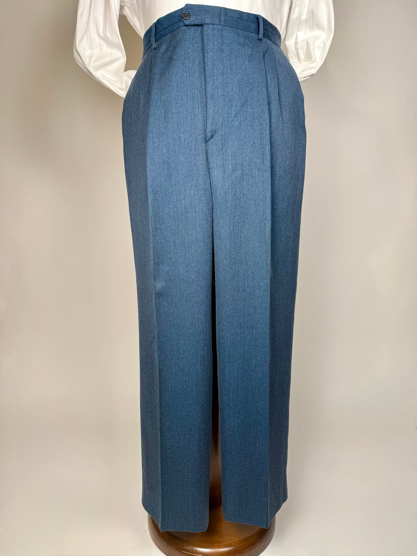 Pantaloni anni ‘80 flanella blu-azzurro mélange - tg. 56