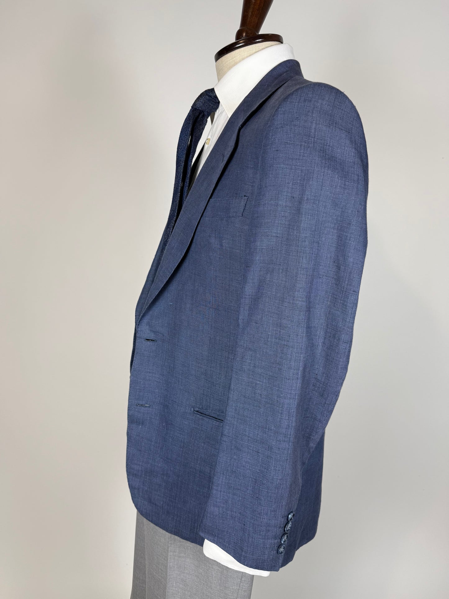 Giacca anni '70 in lino blu - tg. 44