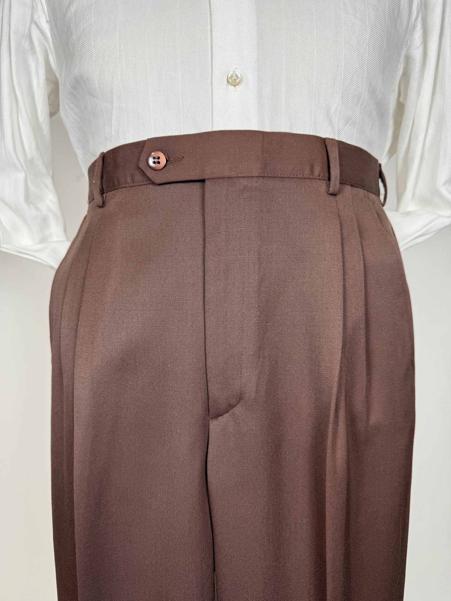 Pantaloni anni ‘80 twill pettinato marrone cacao (NOS) - tg. 48